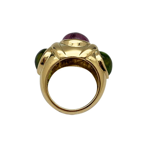 Bague 51 Bague en or jaune tourmaline et péridots. 58 Facettes 30216