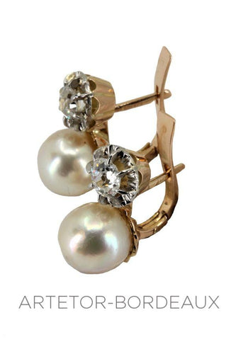 Boucles d'oreilles Boucles d'oreilles perles et diamants 58 Facettes 36221