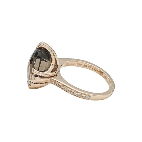 Bague 50 Bague Cartier "Inde Mystérieuse" en or rose, quartz fumé et diamants. 58 Facettes 30018