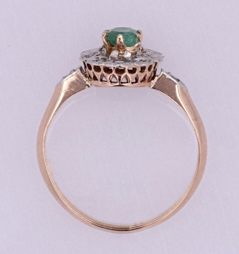 Bague 53 Bague ancienne pompadour émeraude diamants 58 Facettes 19-528-48