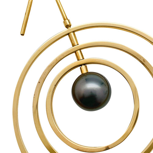 Boucles d'oreilles Boucles d'oreilles pendantes "Galaxie" en or jaune et perles. 58 Facettes 30551