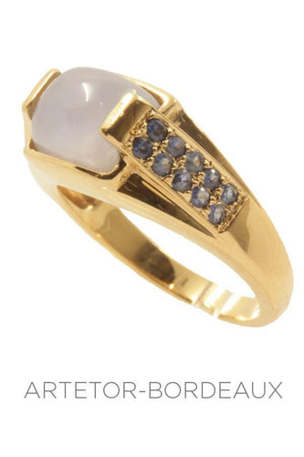 Bague 54 Bague pierre de lune et topazes 58 Facettes 23091