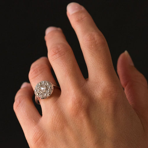 Bague 52 Bague ronde plate diamants taille ancienne 58 Facettes 19-289-55