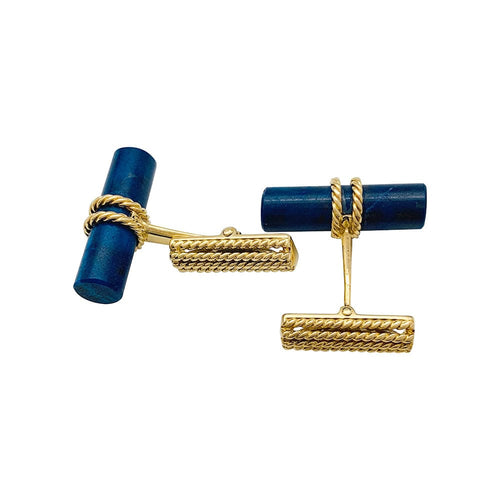 Boutons de manchette Boutons de manchette bâtonnets en or jaune et lapis lazuli. 58 Facettes 30193