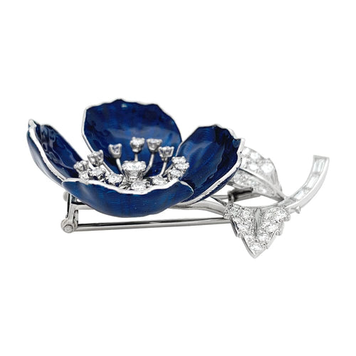 Broche Broche "Eglantine" Boucheron en or et platine, émail et diamants. 58 Facettes 29921