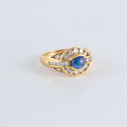 Bague 51 Bague Saphir cabochon 20 Diamants 58 Facettes FM106