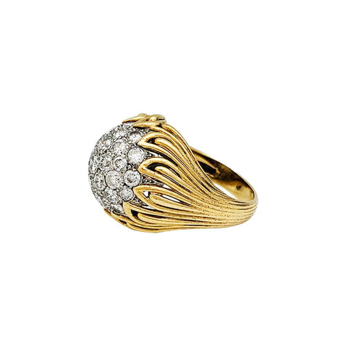 Bague 51 Bague dôme Van Cleef & Arpels en or jaune, platine et diamants. 58 Facettes 30496