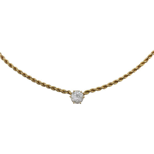 Collier Collier solitaire diamant en or jaune. 58 Facettes 30042