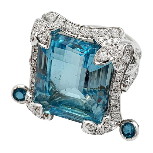 Bague 52 Bague Edouard Nahum "Sterina" or blanc diamants et topaze 58 Facettes 30314