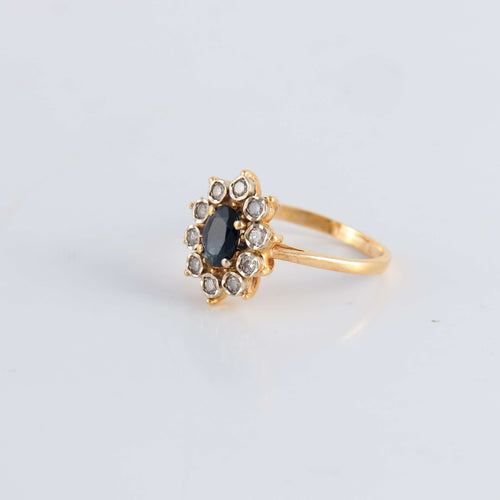 Bague 48 Bague Marguerite or jaune Saphir Diamants 58 Facettes FM50