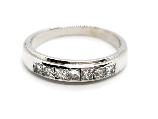 Bague 54 Bague Demie alliance Or blanc Diamant 58 Facettes 1186432CN