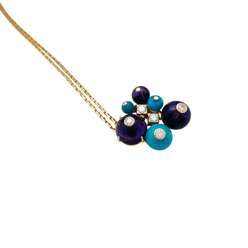 Collier Collier Cartier "Délices de Goa" en or jaune, améthystes, turquoises et diamants. 58 Facettes 30017