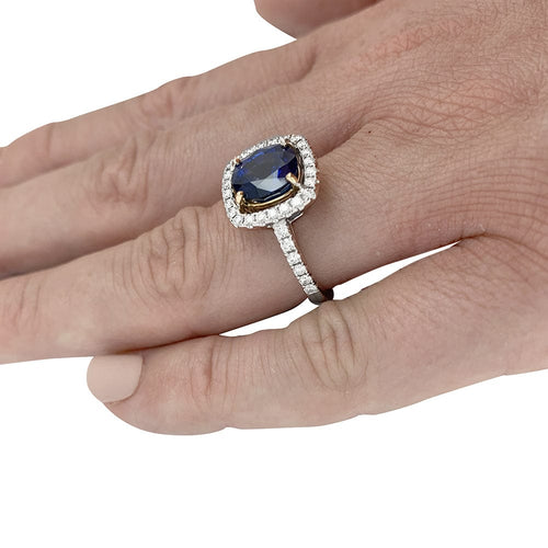 Bague 52 Bague saphir et diamants, or blanc et jaune. 58 Facettes 30351