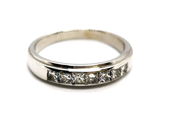 Bague 54 Bague Demie alliance Or blanc Diamant 58 Facettes 1186432CN