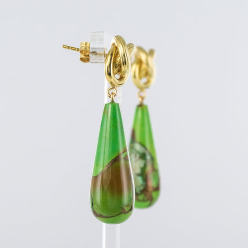 Boucles d'oreilles Boucles d'oreilles or jaune et turquoise du Turkménistan 58 Facettes 17-323