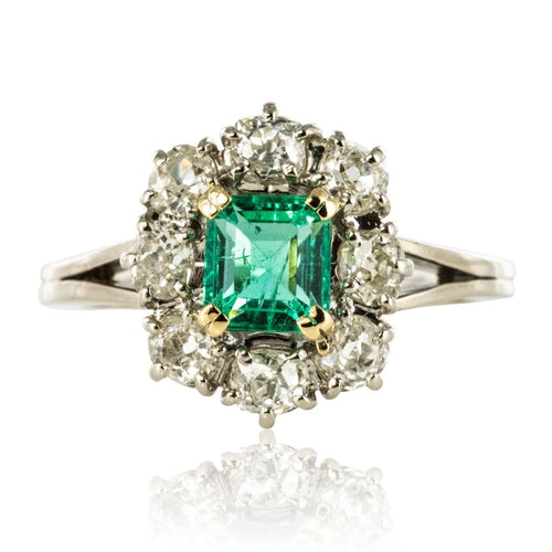 Bague 59 Bague marguerite émeraude et diamants 58 Facettes 19-317-51