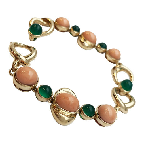 Bracelet Bracelet Van Cleef & Arpels en or jaune, corail et chrysoprase. 58 Facettes 30317