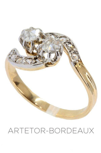 Bague 52 Toi et moi ancien diamants 58 Facettes 31891