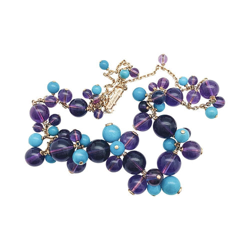 Collier Collier Cartier "Délices de Goa" en or jaune, améthyste, turquoises et diamants. 58 Facettes 30007