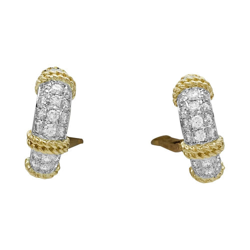 Boucles d'oreilles Boucles d'oreilles Fred, "Isaure", 2 tons d'or et platine, serties diamants. 58 Facettes 28387
