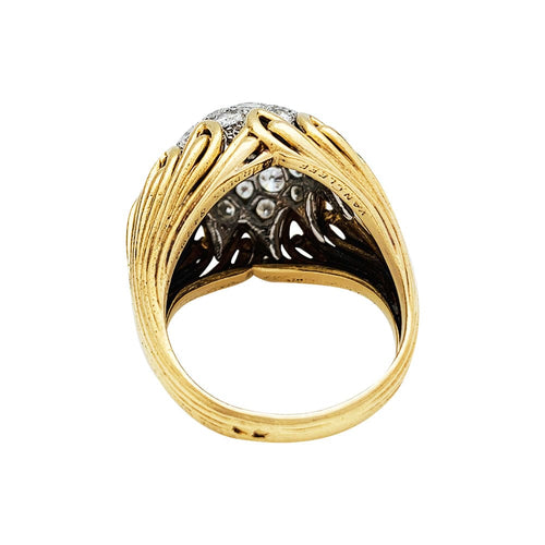 Bague 51 Bague dôme Van Cleef & Arpels en or jaune, platine et diamants. 58 Facettes 30496
