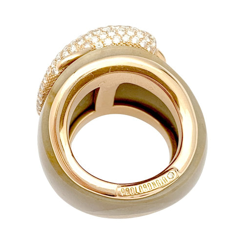 Bague 53 Bague Paolobongia "Dauphin" en or rose, diamants, jaspe et grenat. 58 Facettes 27373
