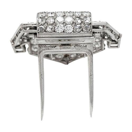 Broche Broche Cartier Art Déco en platine diamants et rubis étoilé. 58 Facettes 30488