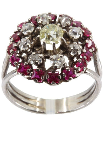 Bague Bague rubis et diamants années 70' 58 Facettes 18611
