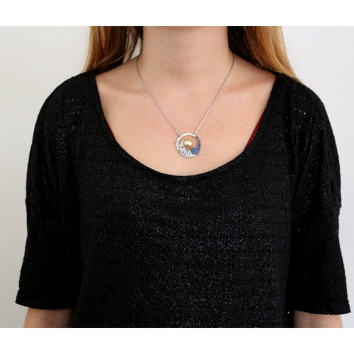 Pendentif Chaîne pendentif perle diamants saphirs 58 Facettes 321
