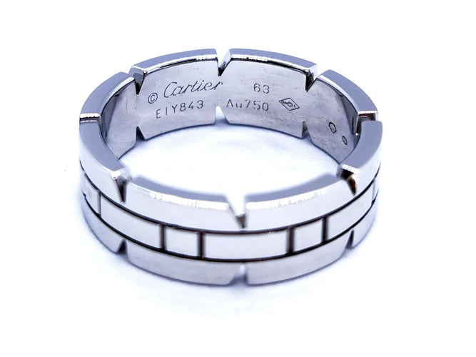 Bague 63 Cartier Bague Alliance Tank Or blanc 58 Facettes 1050177CN