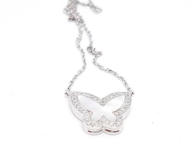Collier Collier Chaîne + pendentif Or blanc Diamant 58 Facettes 06168CD