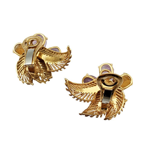 Boucles d'oreilles Boucles d'oreilles Boucheron "Fleur" or jaune et platine, pierres de couleur. 58 Facettes 30377