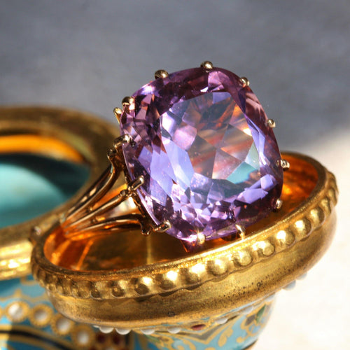 Bague 55 Bague vintage améthyste coussin 58 Facettes 19-132C-55