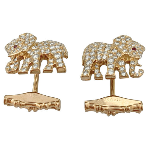 Boutons de manchette Boutons de manchette Cartier Eléphants sertis de brillants. 58 Facettes 30066
