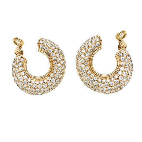 Boucles d'oreilles Boucles d'oreilles créoles diamants en or jaune. 58 Facettes 30516