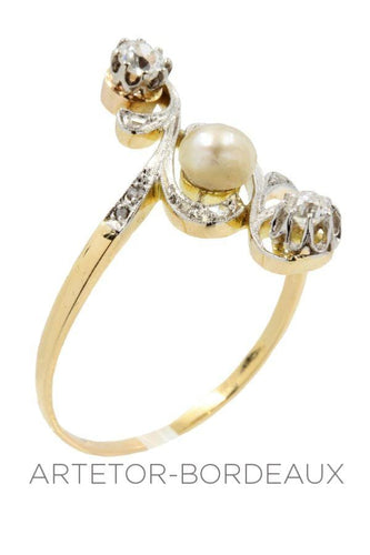 Bague 67 Toi et moi ancien diamants 58 Facettes 30921