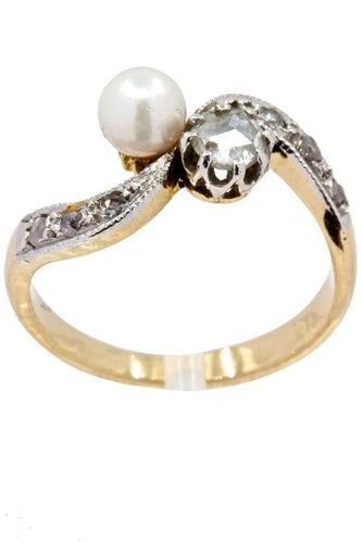 Bague 45 Vous et moi perle et diamants 58 Facettes 34681