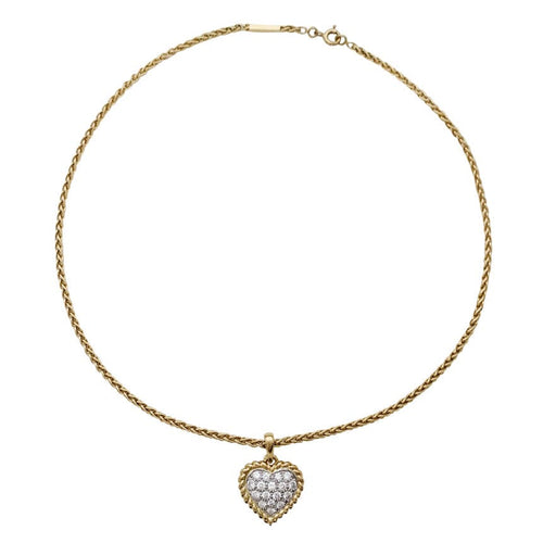 Pendentif Pendentif et chaîne Van Cleef & Arpels "Coeur" en or jaune, platine et diamants. 58 Facettes 29357