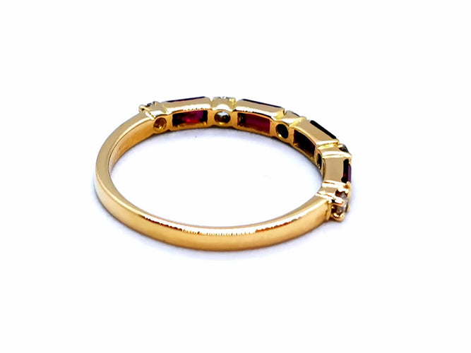 Bague 51 Bague Demie Alliance Or jaune Rubis 58 Facettes 1048330CN