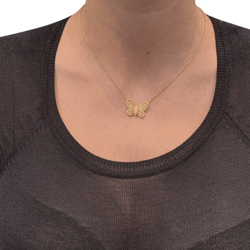 Collier Collier Van Cleef & Arpels "Papillon" en or jaune, diamants et corail. 58 Facettes 30041