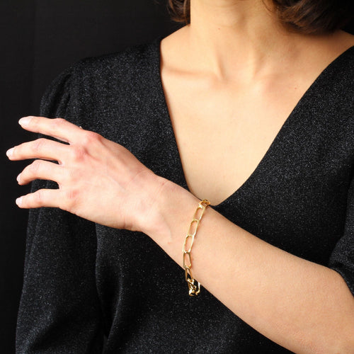 Bracelet Bracelet or jaune gourmette maillons rectangulaires 58 Facettes 21-015