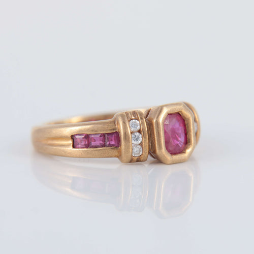 Bague Bague Vintage Or jaune Rubis Diamant 58 Facettes 1