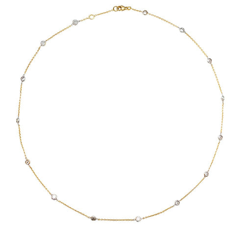 Collier Collier en deux tons d'or serti de 15 diamants en serti clos. 58 Facettes 30534