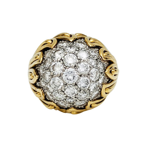 Bague 51 Bague dôme Van Cleef & Arpels en or jaune, platine et diamants. 58 Facettes 30496