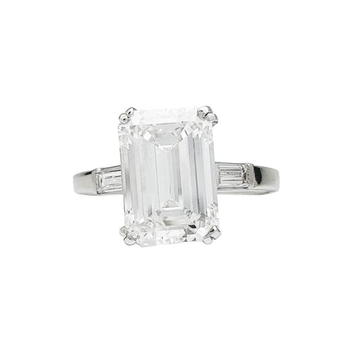 Bague 56 Solitaire diamant taille émeraude 3,82 carats, or et platine. 58 Facettes 30492