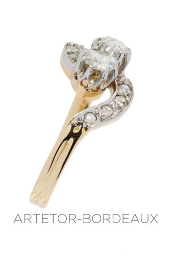 Bague 52 Toi et moi ancien diamants 58 Facettes 31891