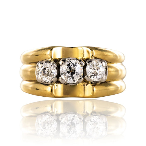 Bague 51 Bague tank or jaune 3 diamants 58 Facettes 20-153-54