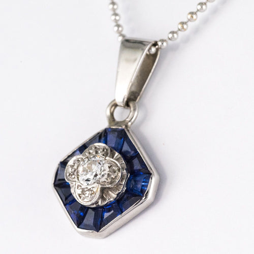 Pendentif Pendentif art déco diamants saphirs calibrés 58 Facettes 16-148