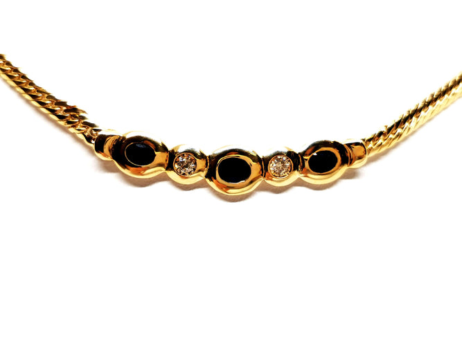 Collier Collier Maille anglaise Or jaune Saphir 58 Facettes 1161955CD