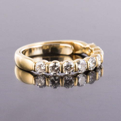 Bague 61 Demi Alliance diamants sur or jaune 58 Facettes 18-077-61
